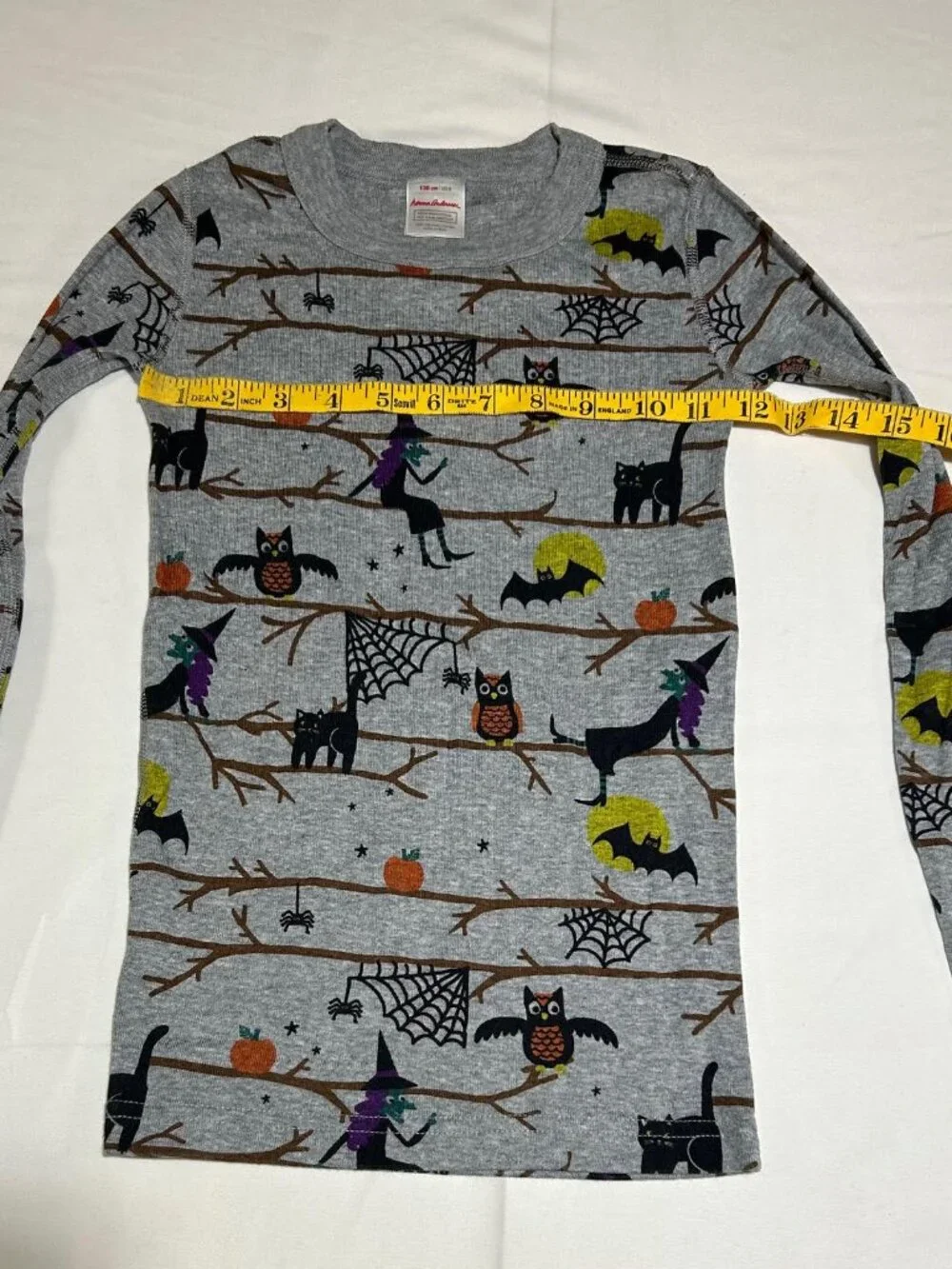 Hanna Andersson Unisex Kids 8 130cm Gray Halloween Print Long john Pajamas